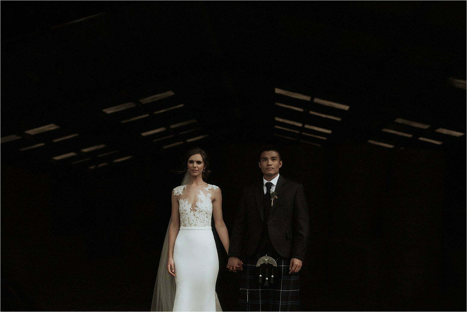 bride and groom at their wedding in scotland at bachilton barn