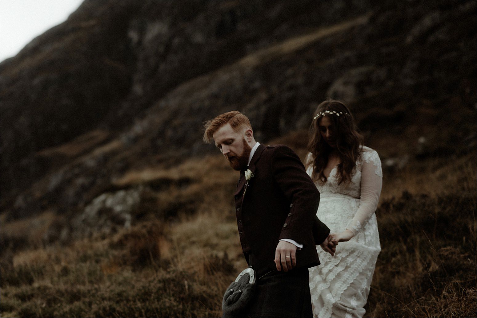 bride and groom during elopement in scotland