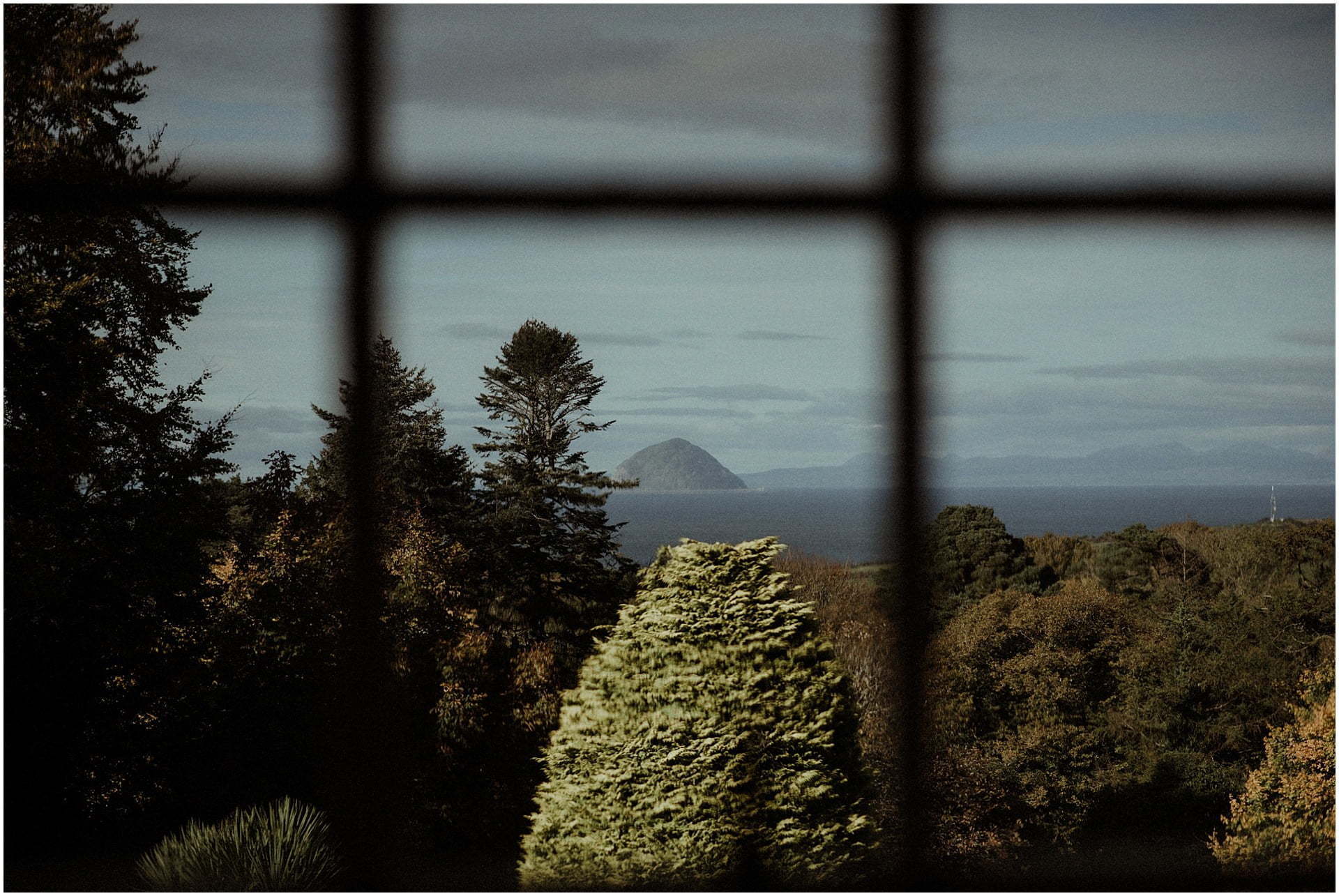 view from Glenapp castle to ailsa craig