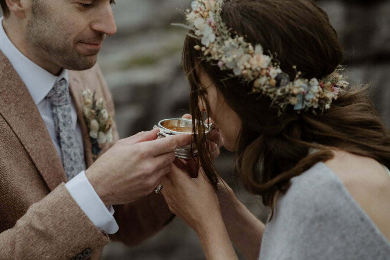 traditional Scottish quiche ceremony taking place on the isle of skye during a wedding