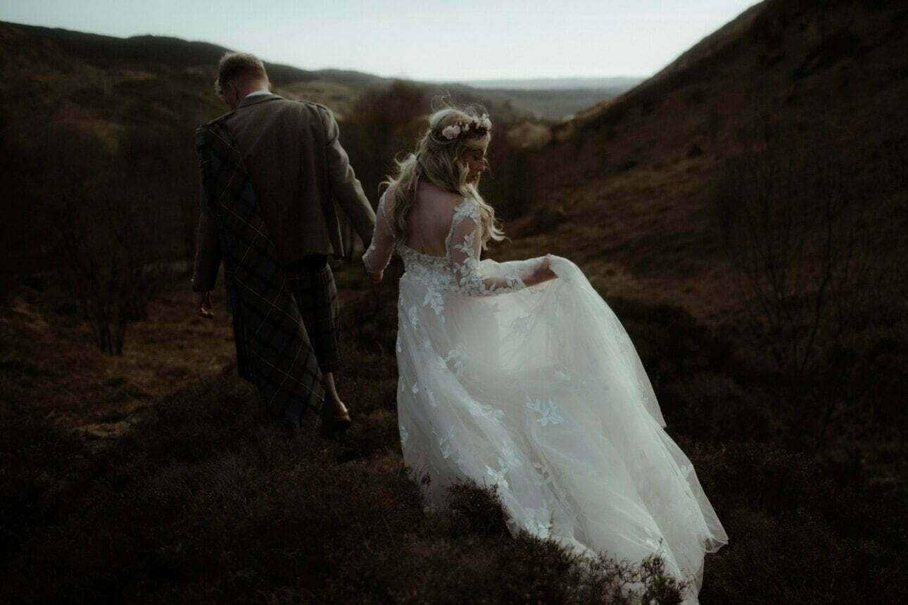 elope to scotland bride and groomin galloway