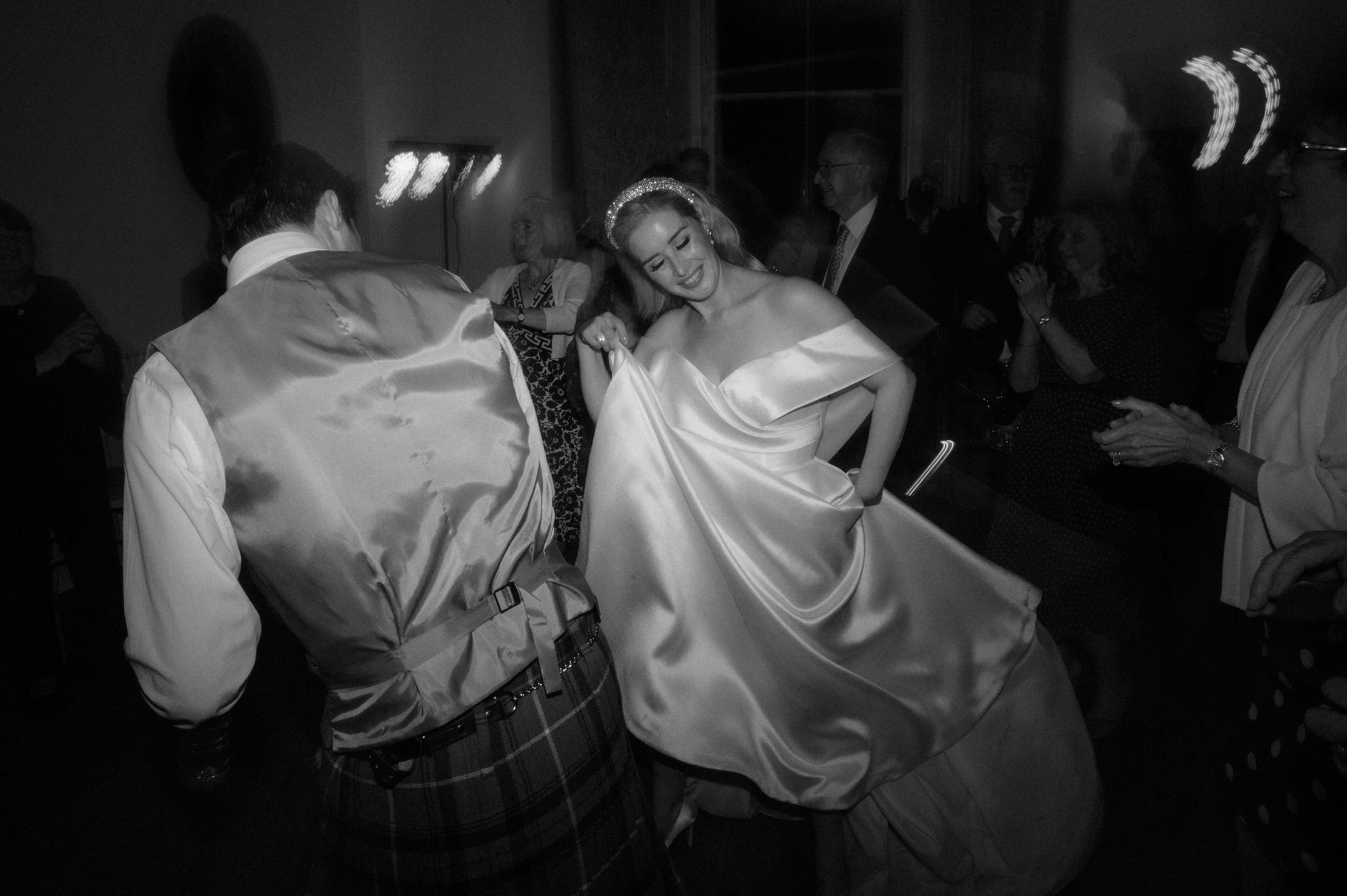 bride and groom first dance during their wedding day in Scotland