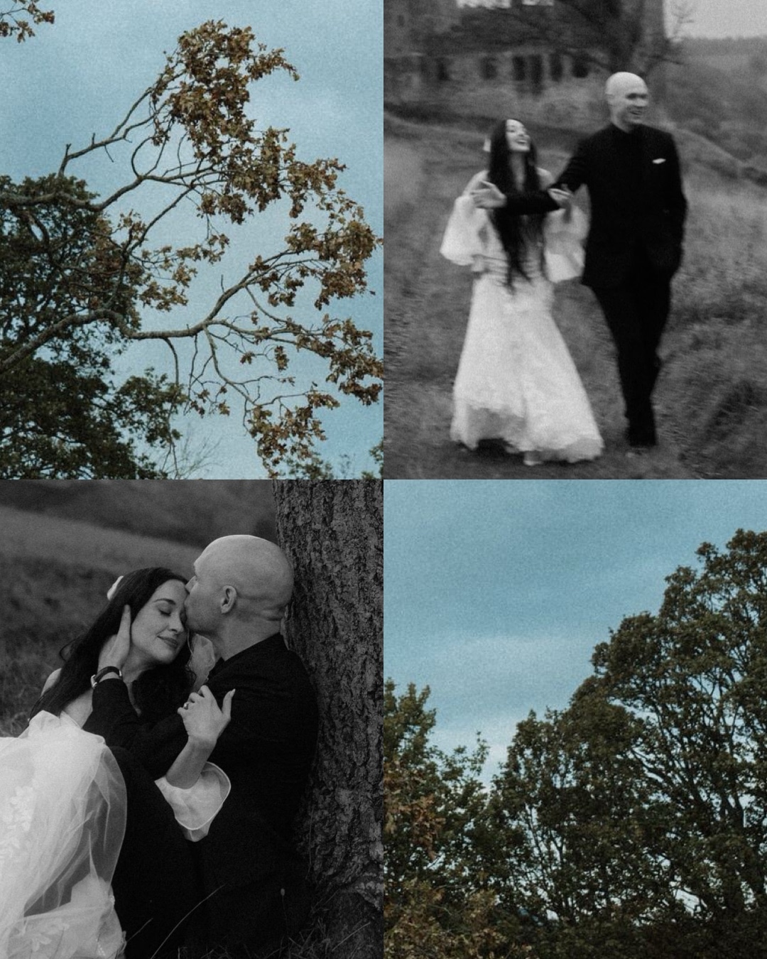 elope to scotland couple sitting near Crichton castle